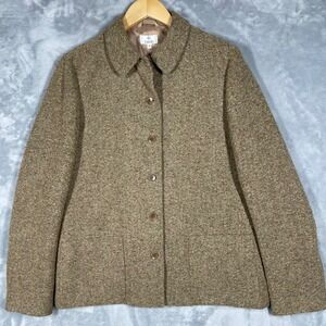 Zanella Lynn Womens Brown Wool Blend Tweed Button Front Jacket Made in Italy 10